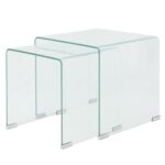 Chic Clear Tempered Glass Nesting Table Set Space Saving Modern Living Bedroom