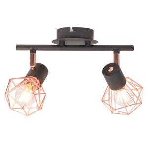 Industrial  Ceiling Lamp Dual Spotlight Metal Copper Finish E14 Socket