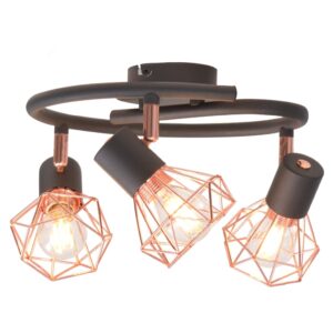 Industrial  Ceiling Lamp 3 Spotlight Metal Wall Mount Copper Accent Decor