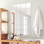 Frameless Square Glass Mirror Tiles Set Reflective Wall Decor Stick-On Modern