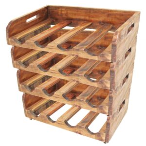 Rustic Solid Reclaimed Wood Wine Rack Set Vintage Bottle Holder Stackable Decor