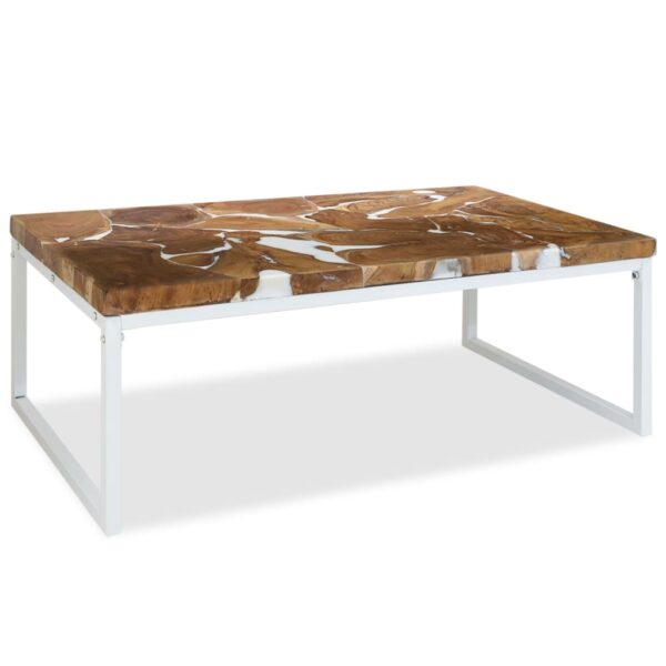 Rustic Teak Resin Coffee Table Handmade Unique Side End Room Furniture White