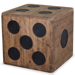 Vintage Mindi Wood Storage Box Dice Design Handmade Organiser Side Table