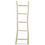 Teak Wood Towel Ladder Free Standing Natural Finish Bathroom Organizer Handmade