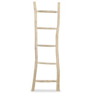 Teak Wood Towel Ladder Free Standing Natural Finish Bathroom Organizer Handmade