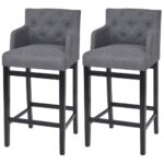 Bar Stools 2 pcs Dark Grey Fabric