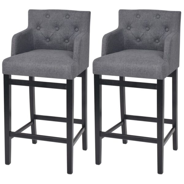 Bar Stools 2 pcs Dark Grey Fabric