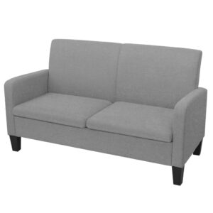 Chic Light Grey Fabric Loveseat Sofa Comfortable Pinewood Frame Easy Assembly