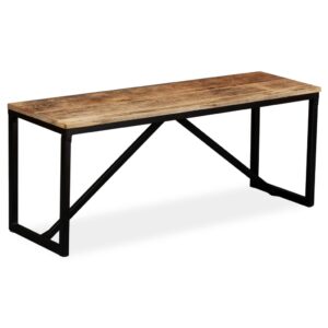 Vintage Industrial Solid Mango Wood Bench with Steel Legs - Easy Assembly