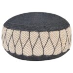 Woven/Knitted Pouffe Jute Cotton 50x30 cm Blue