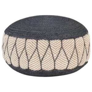 Woven/Knitted Pouffe Jute Cotton 50x30 cm Blue