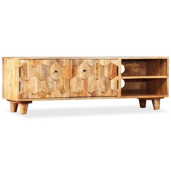 Solid Mango Wood TV Cabinet Rustic Lowboard Media Console Storage Organizer