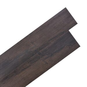 Self-Adhesive PVC Flooring Planks Waterproof Mildew Resistant Dark Brown