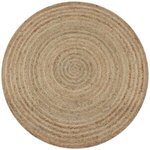 Handwoven Natural Jute Area Rug Round Braided Carpet Durable Textured Home Decor