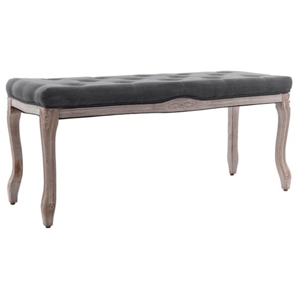 Elegant Dark Grey Linen Upholstered Bench Solid Wood Cabriole Legs Comfort Seat