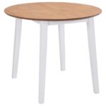 Classic White Round Drop-Leaf Dining Table MDF Rubberwood Easy Assembly Home