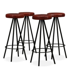 Bar Stools 4 pcs Real Leather