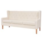 3-Seater Sofa Fabric Cream White