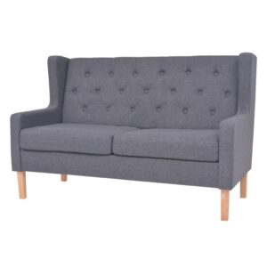 Comfortable Grey Fabric Upholstered Loveseat Sofa Cozy Living Room Furniture