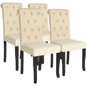 Dining Chairs 4 pcs Cream Fabric