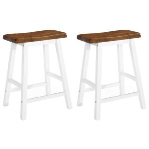 Set of Two Elegant Solid Wood Bar Stools - Sanded  Painted  Lacquered Finish