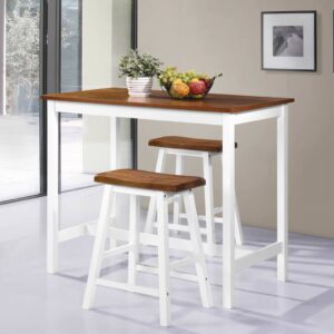 Chic Solid Wood Bar Table Set with Stools - Home Pub Furniture Easy Assembly