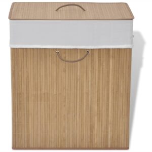 Bamboo Laundry Hamper Natural Rectangular Woven Liner Portable Lightweight