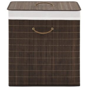 Bamboo Laundry Hamper Rectangular Woven Liner Portable Lightweight Dark Brown