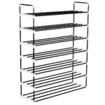 Sturdy Black Metal Plastic Shoe Rack Organizer with Seven Shelves Easy Assembly