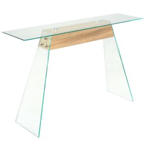 Chic Oak Colour Console Table with Tempered Glass Top Modern Home Furniture