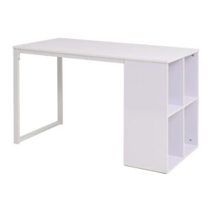 Modern White Writing Desk with Storage Compartments Home Office Study Table