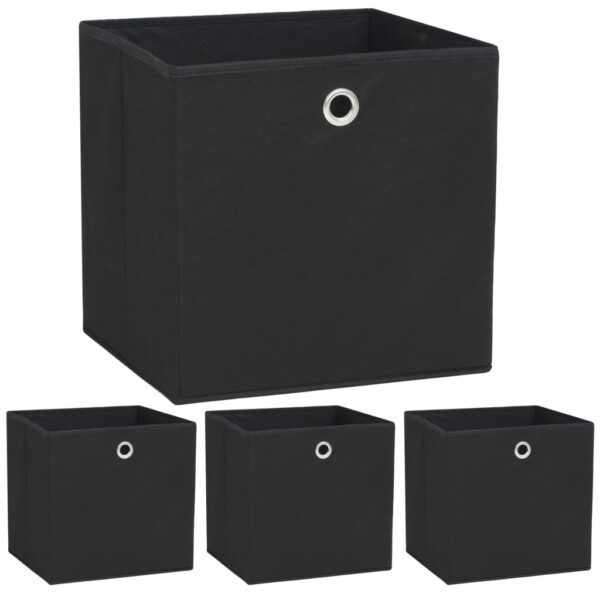 Foldable Cube Storage Box Set Durable Non-Woven Fabric Organizer Black