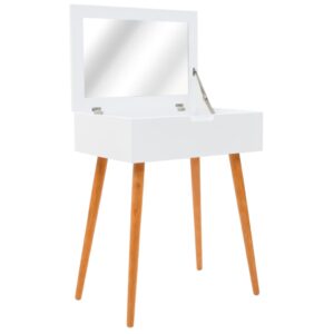 Elegant White Vanity Makeup Dressing Table Set with Lift-Up Mirror Storage