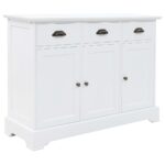 Chic White Sideboard Cabinet Highboard Storage Organizer with Metal Handles