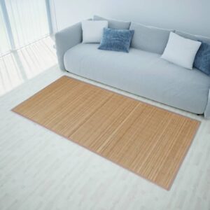 Bamboo Area Rug Large Non-Slip Backing Natural Brown Floor Mat Home Decor Luxe