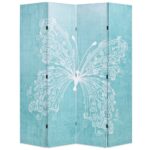 Folding Room Divider 160x180 cm Butterfly Blue