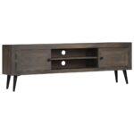 Solid Mango Wood TV Cabinet Retro  Media Console with Shelves and Storage