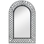 Elegant Arched Wall Mirror Decorative Black Powder-Coated Steel Glass Bedroom