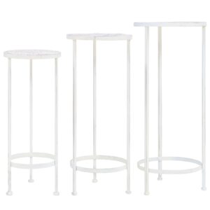 Vintage  Metal Plant Stand Set 3 Piece Antique White Decorative Garden