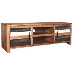 Solid Acacia Wood TV Stand Media Console with Storage - Retro Design Cabinet