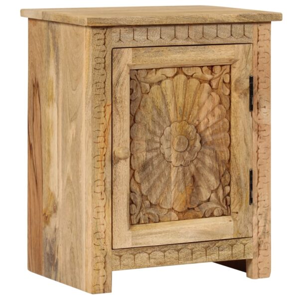 Elegant Solid Mango Wood Bedside Table Nightstand with Cabinet Storage