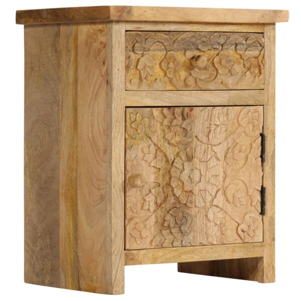 Elegant Solid Mango Wood Bedside Table Nightstand with Drawer Storage