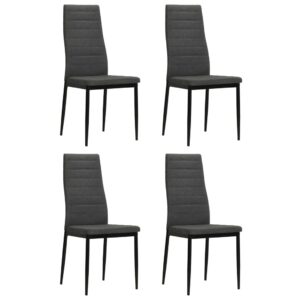 Contemporary Dark Grey Fabric Upholstered Dining Chairs Set of Four Comfort