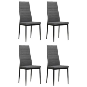 Set of Four Contemporary Light Grey Upholstered Fabric Dining Chairs Comfortable