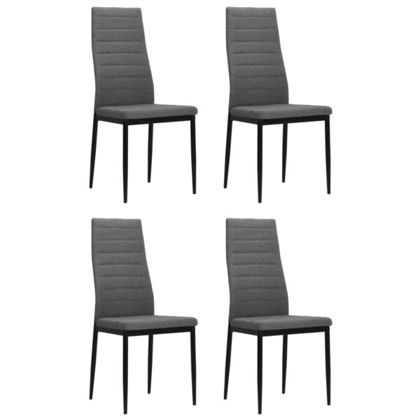 Set of Four Contemporary Light Grey Upholstered Fabric Dining Chairs Comfortable