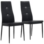 Elegant Modern Black Faux Leather Dining Chairs Ergonomic with Steel Legs Set