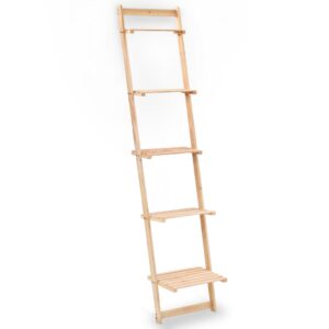 Cedar Wood Ladder Wall Shelf Beige Display Storage Plant Book Rack Easy Assemble