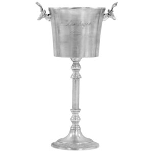 Elegant Silver Champagne Wine Cooler Solid Aluminum Deer Handle Ice Bucket