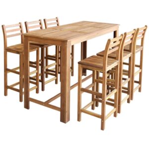 Bar Table and Chair Set 7 Pieces Solid Acacia Wood