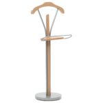 Elegant Wooden Suit Valet Stand Clothes Organizer Rack Coat Hanger Storage Shelf